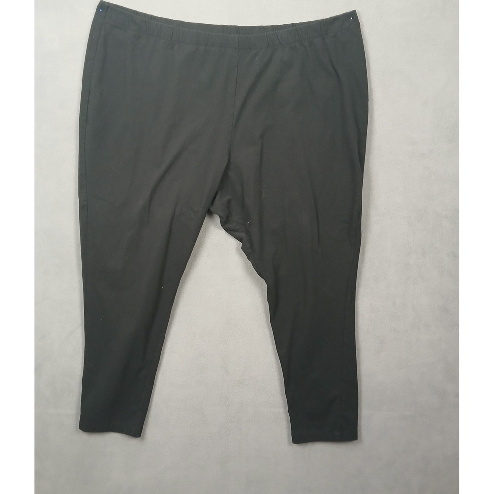 Roaman's Ankle Pants Womens 4X Black Cotton Stretch Elastic Waist Tapered Leg